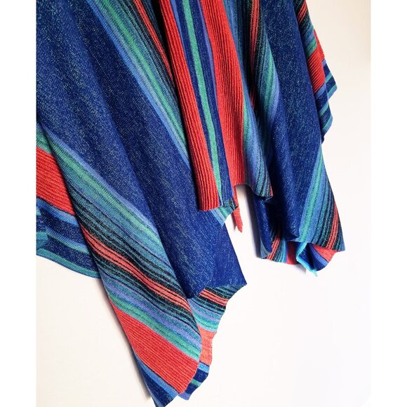 Free People In a Moment Poncho Ruana OS Sparkle Striped Knit Cardigan Boho $198 - Picture 13 of 16